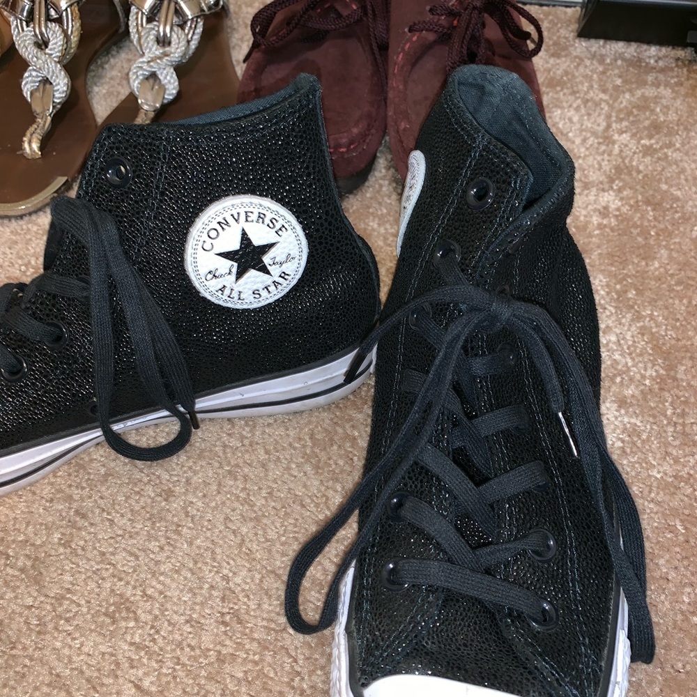High top black converse faux ostrich - Picture 3 of 4
